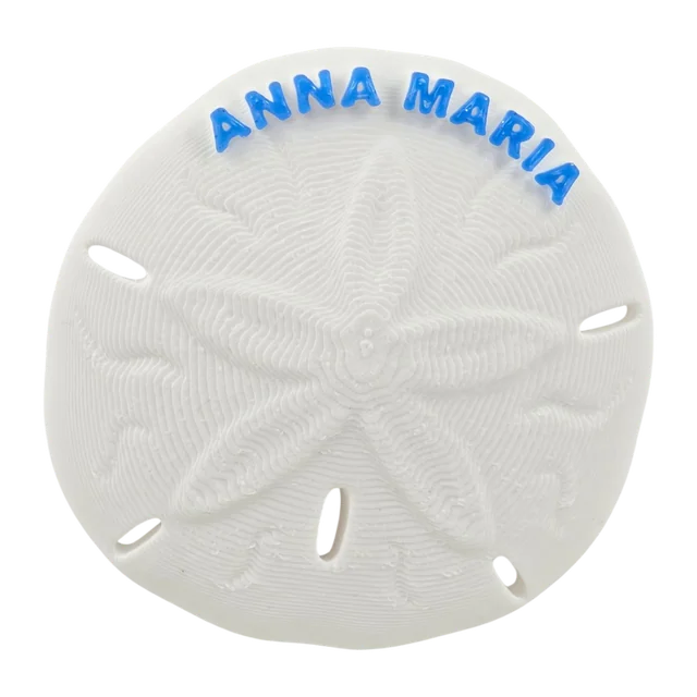 White sand dollar with Anna Maria lettering