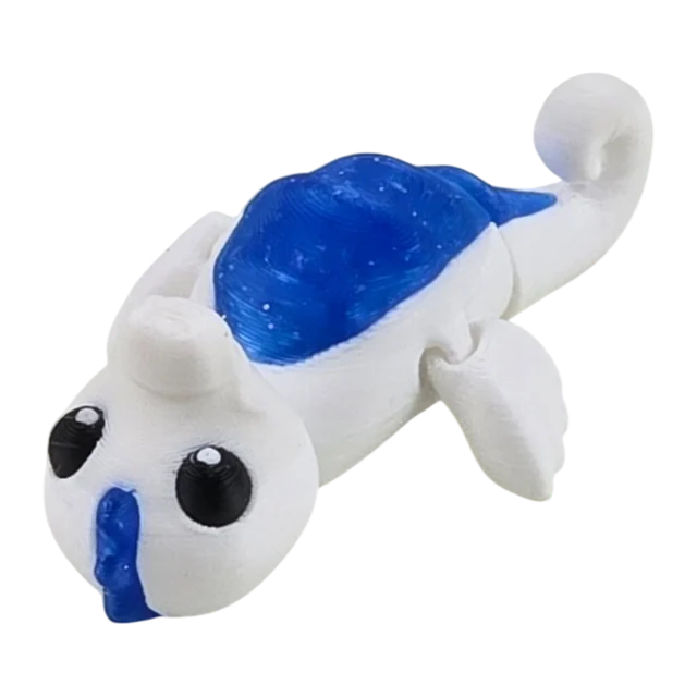 Blue and white articulated seahorse